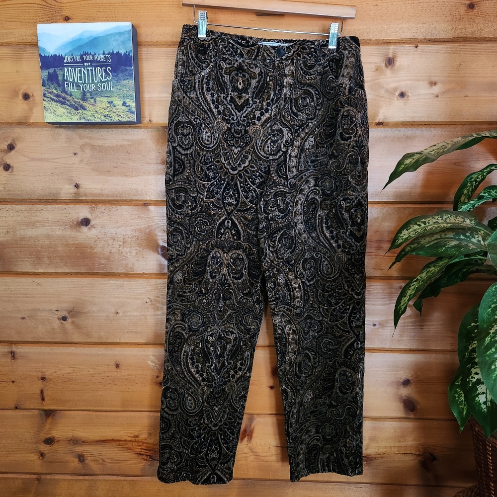 Wildlife‎ Sportswear 💜 Vintage Straight Stretch Pants Paisley Tapestry Cords 12